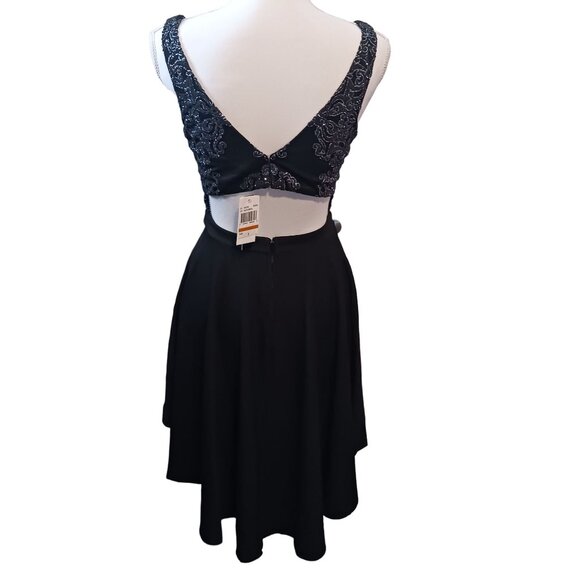 NEW Speechless Juniors Glitter High-Low Cut-out Party Dress Size 3 Black/Grey - Picture 7 of 16
